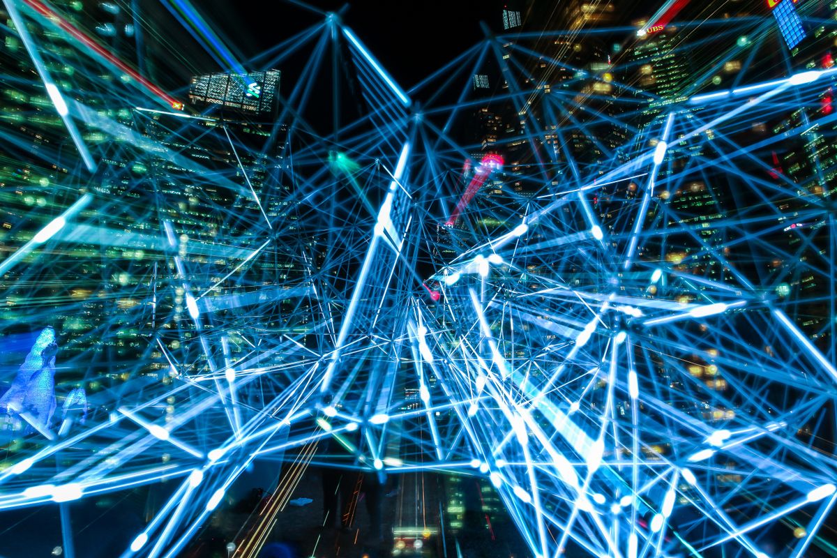 Tecnología abstracta con texturas digitales, representación visual del futuro de la computación en la nube